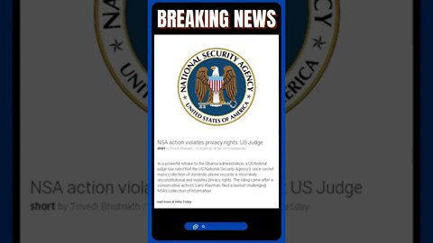 Breaking News: NSA action violates privacy rights: US Judge #shorts #news