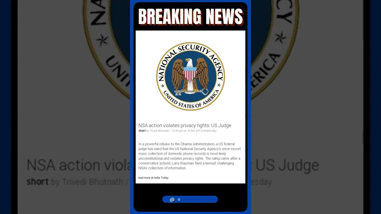 Breaking News: NSA action violates privacy rights: US Judge #shorts #news