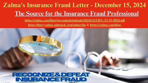 Zalma’s Insurance Fraud Letter