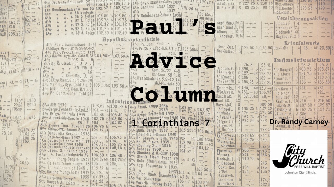 Paul's Advice Column