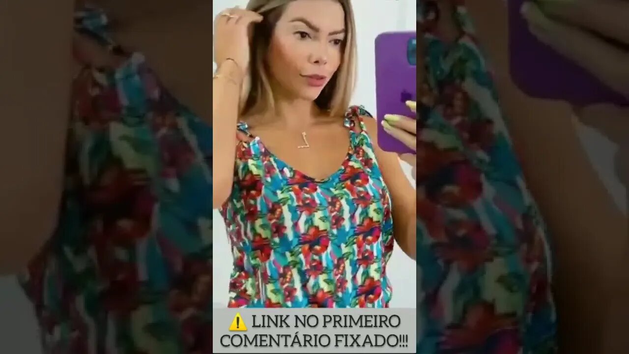 Regata Estampada com Alça de Amarração Feminina/ @shopee