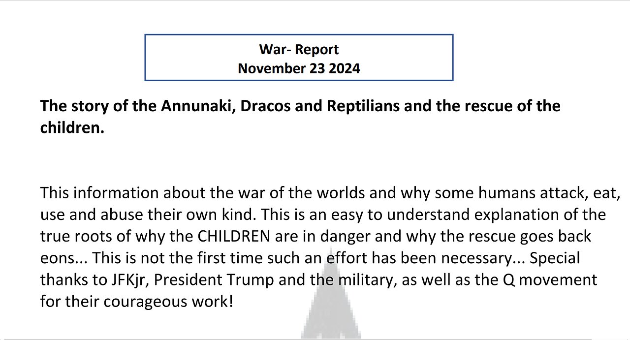 The Story of the Annunaki, Dracos and Reptilians and the rescue of the children.