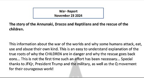 The Story of the Annunaki, Dracos and Reptilians and the rescue of the children.