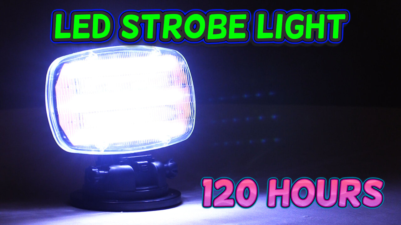 LED Strobe Light Battery Powered Adjustable Locking Magnet Base - CLEAR / WHITE LENS