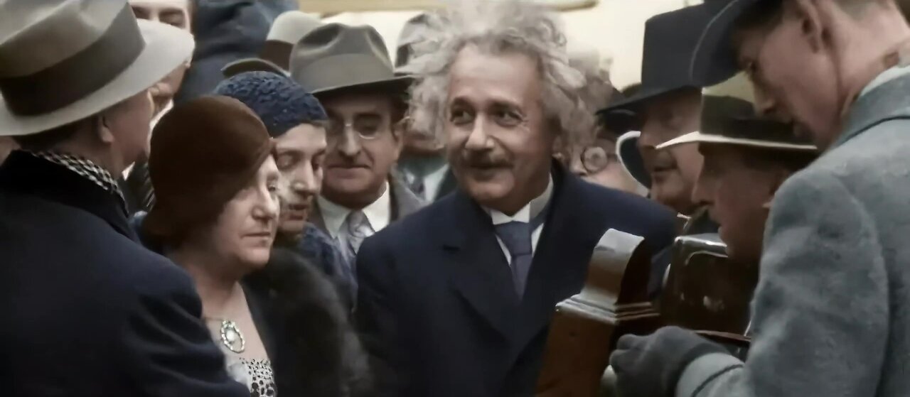 Einstein Coming to America in Colour - High Quality 4k Footage