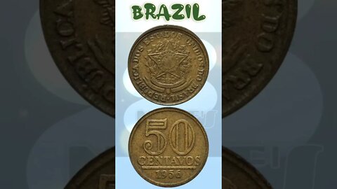 Brazil 50 Centavos 1956.#shorts #education #coinnotesz