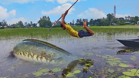 Unique Best Boat Fishing Flying Flood Water Catching Skill!