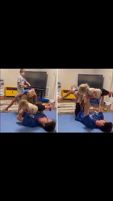 Dad Works Out With His Kids In Funniest Possible Way