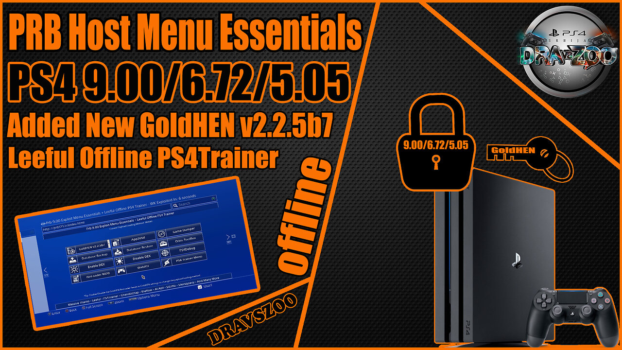 PRB Host Menu + Leeful PS4Trainer for PS4 5.05 / 6.72 / 9.00 OFFLINE | Added New GoldHEN v2.2.5b7