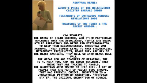 V14 SYNOPSIS, THE DAISY OF DEATH SCIENCE, AND OTHER PARTICULAR TEACHINGS THAT ARE ASSOCIATED, PEOPLE