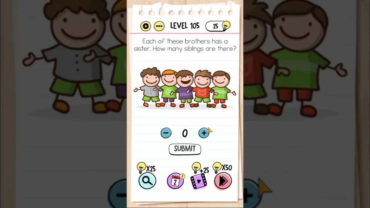 Brain Test Tricky Puzzles Level 105 How many siblings are there?