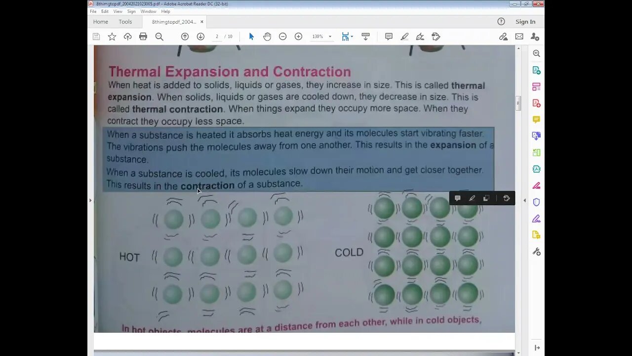 PHYSICS Class 8th Lecture#1 UNIT#9Thermal expansion and contraction