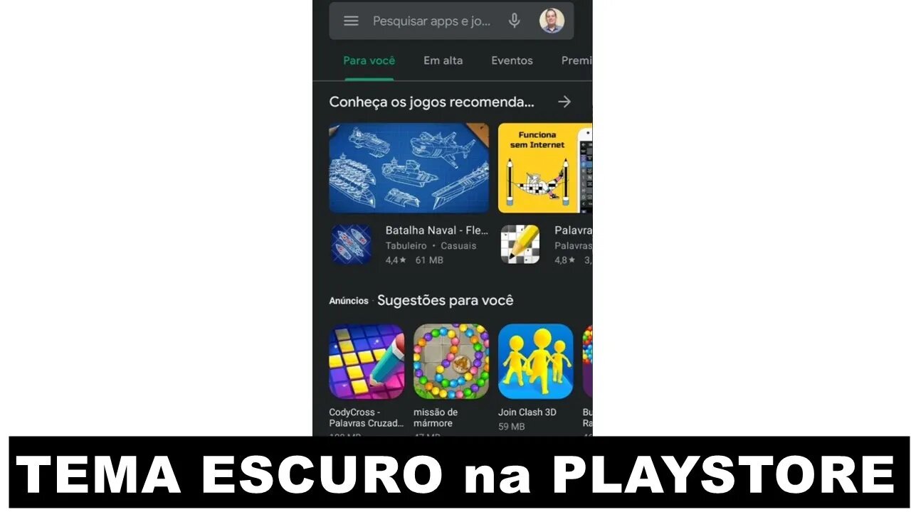 Ativar TEMA ESCURO na PLAYSTORE