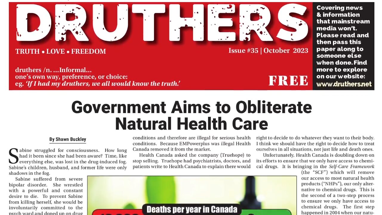 Druthers - Oct 2023 - Attack on Natural Health Care - 🎵 Golden Earring - Twilight Zone 🎵