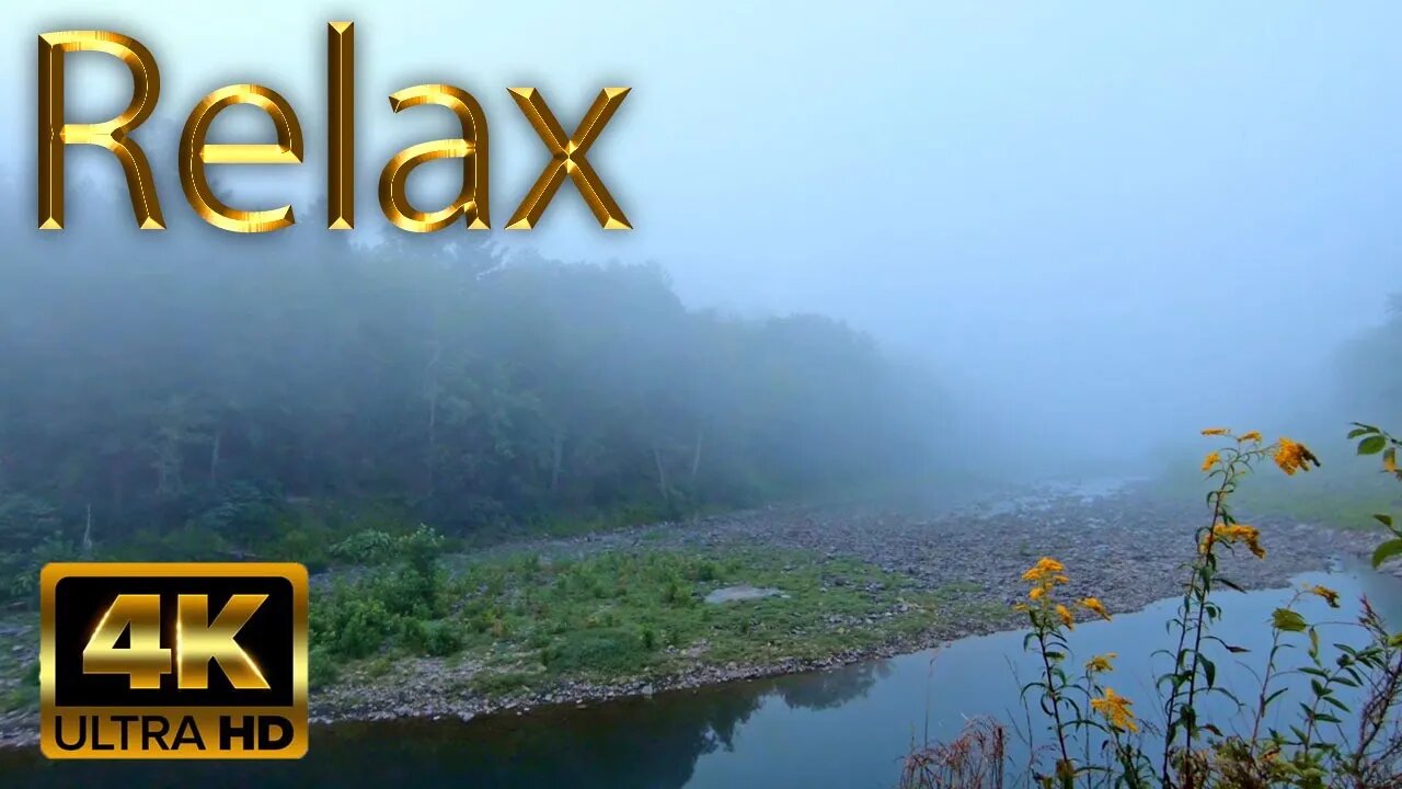 Peaceful Foggy Morning on the Schoharie Creek, Meditation, Relaxation.