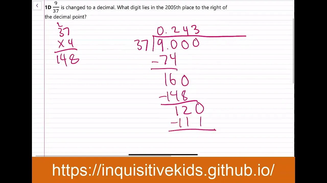 Math Olympiad for Middle School | 2005 | Division M | Contest 1 | MOEMS | 1D