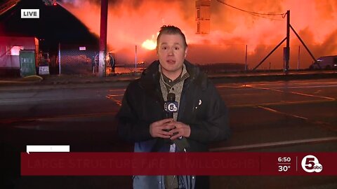 Large fire on Mentor Avenue near Downtown Willoughby