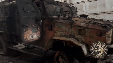 Destroyed Ukrainian Cossack-2 armored vehicles at the Ilyich plant in Mariupol