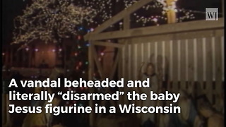 Baby Jesus Beheaded By Vandal In Antique Nativity Scene