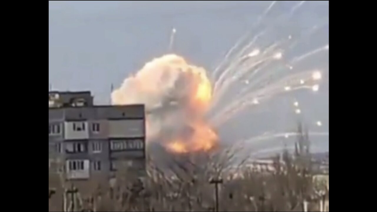 Huge explosion following Russian strike on airbase at Melitopol