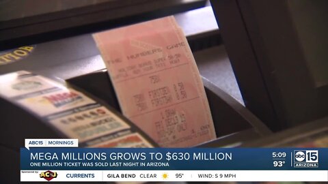 Mega Millions jackpot grows to $630 million