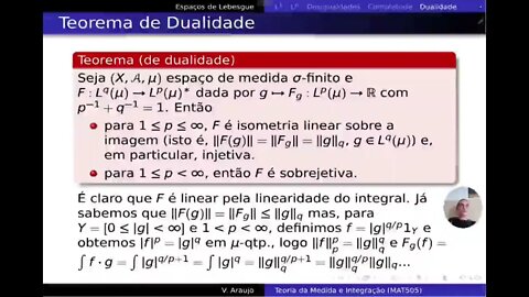 Medida e Integração: O dual (topológico) de um espaço de Banach e a Dualidade entre os espaços L^p.