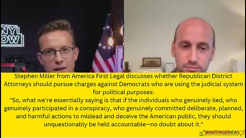 Stephen Miller from America First Legal discusses whether Republican District Attorneys