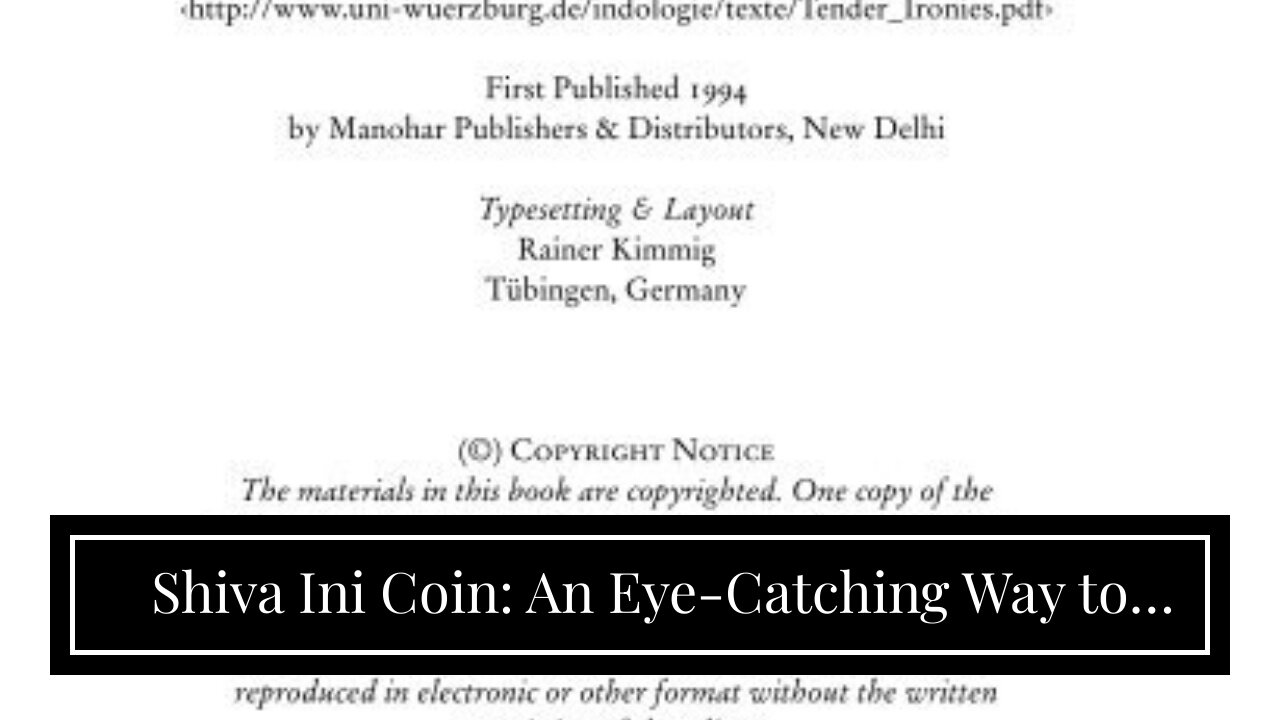 Shiva Ini Coin: An Eye-Catching Way to Celebrate the Life and Death of a Legend
