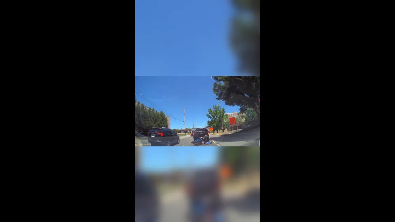 biker rear-ends a car, no helmet tho..😮😮