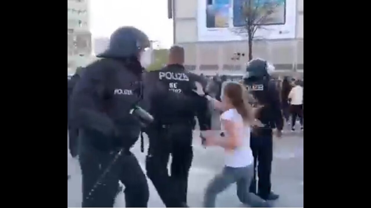 Young German Girl takes on German Mask Police - and wins