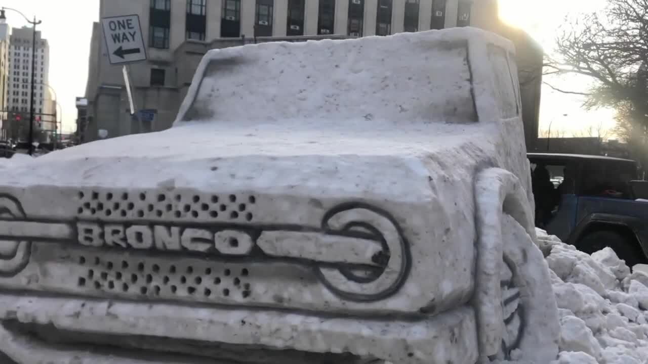 One of a kind car created by artist Eric Jones parked outside the Auto Show