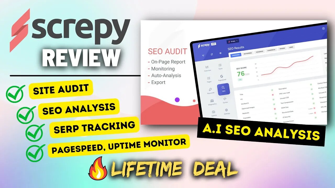 Screpy Review, with SEO Tools Demo | A.i powered SEO Analysis Tool with Lifetime Deal