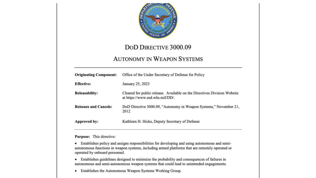 DoD Directive 3000.09 - Autonomous Weapon & Monitoring Systems