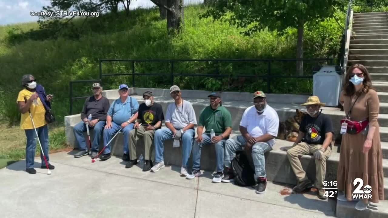 Blind veteran teaching other low vision vets self defense