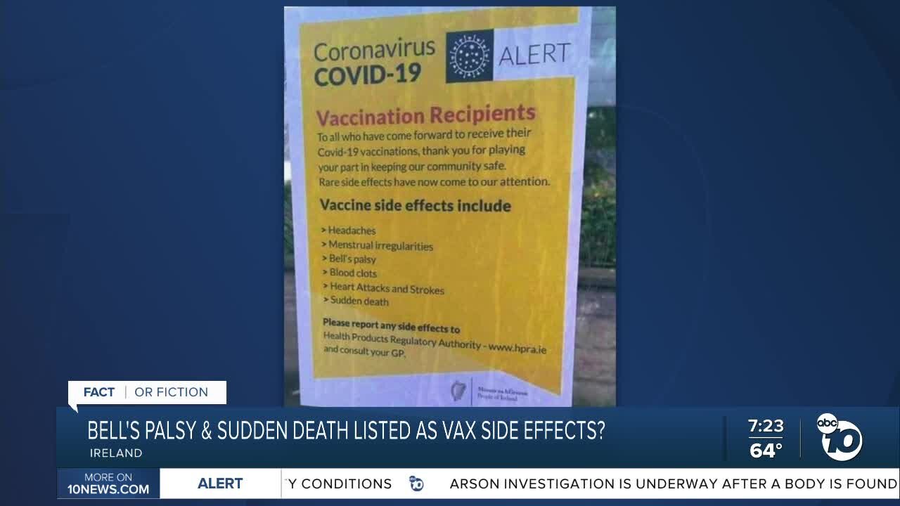 Fact or Fiction: Poster in Ireland shows COVID vaccine side effects?