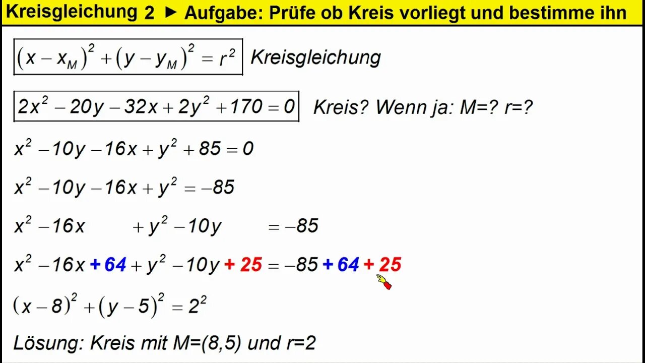 Kreisgleichung 2 (Aufgabe)