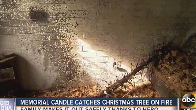 Memorial candle sparks Christmas tree fire in Phoenix