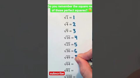 memorize these Square roots