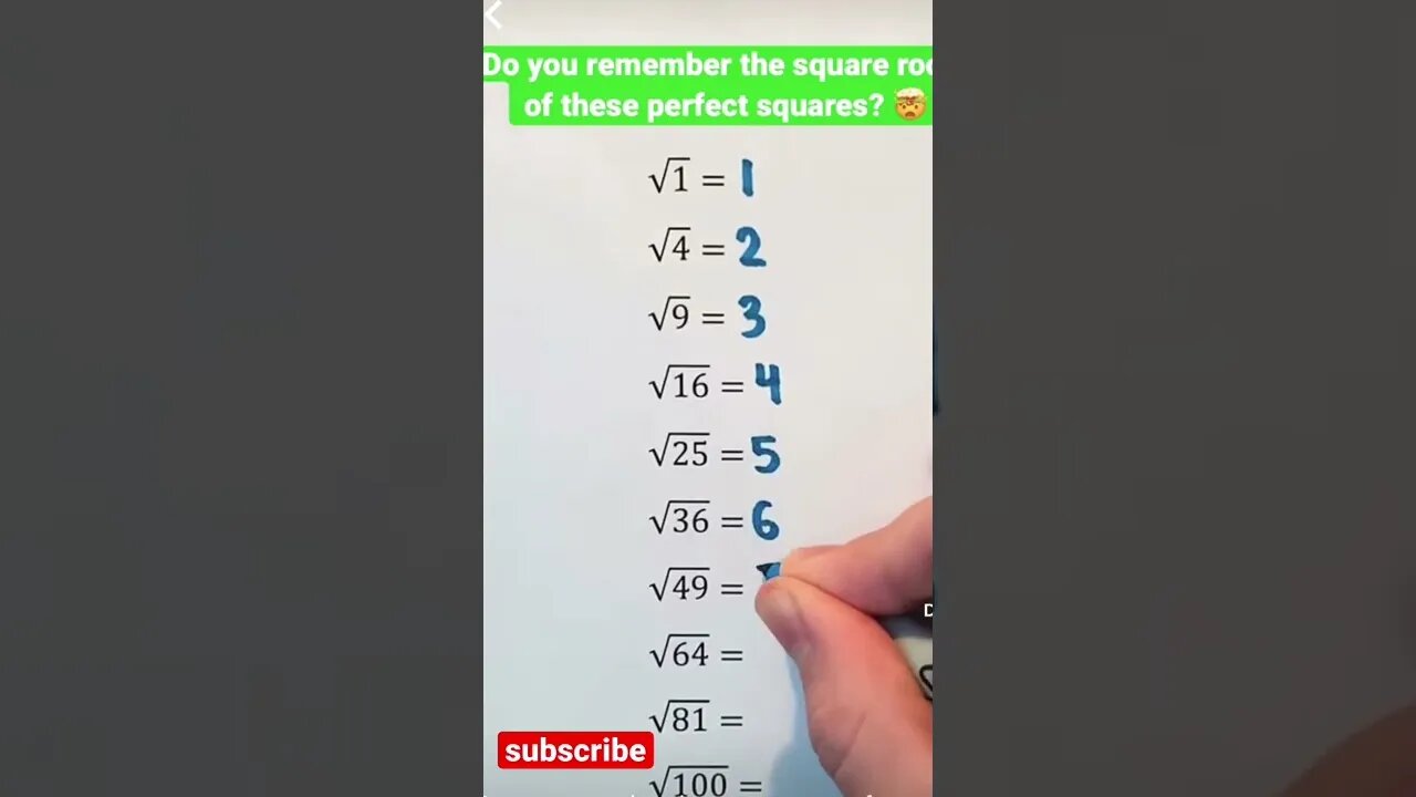 memorize these Square roots