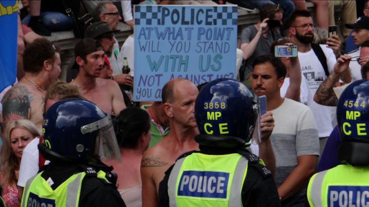 London Lockdowm Protest. 19th July 2021 - Part 4: The Police eventually removed their helmets...