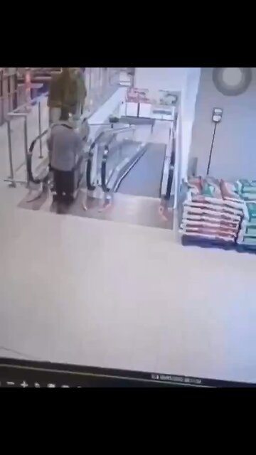 Runaway trolly on escalator