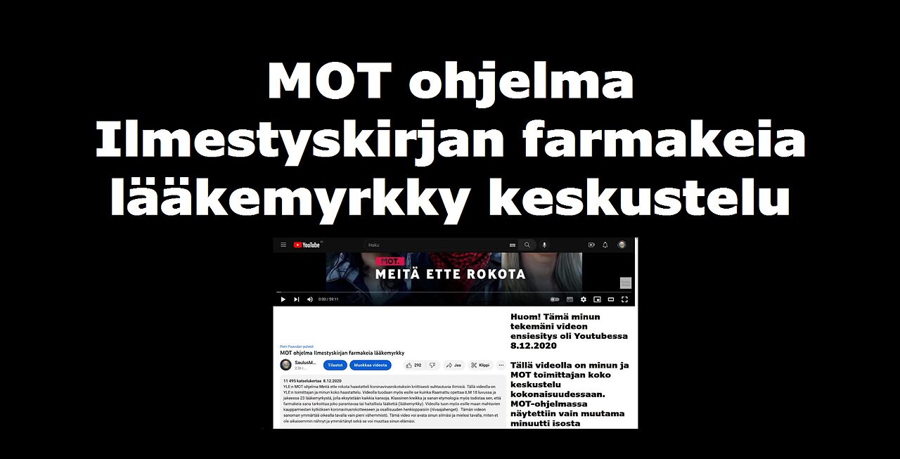 MOT ohjelma Ilmestyskirjan farmakeia lääkemyrkky keskustelu