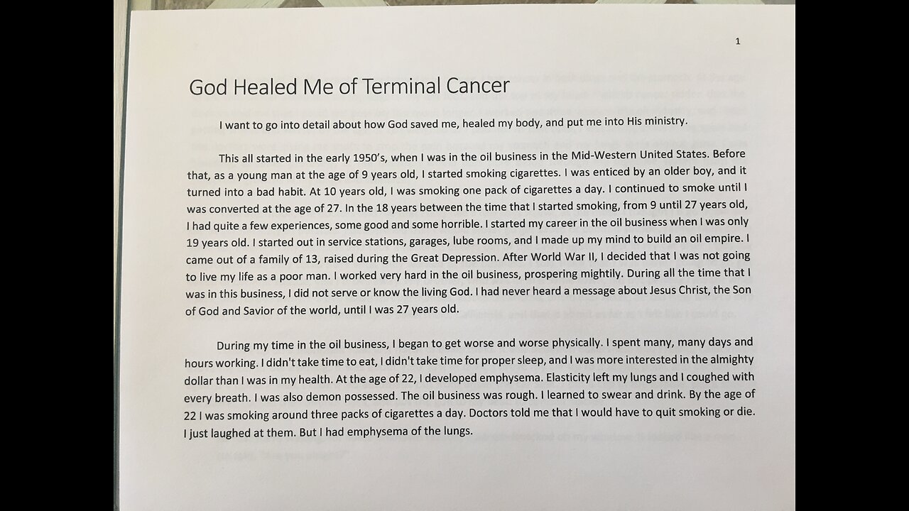 GOD HEALED ME OF TERMINAL CANCER - BROTHER BOB'S TESTIMONY