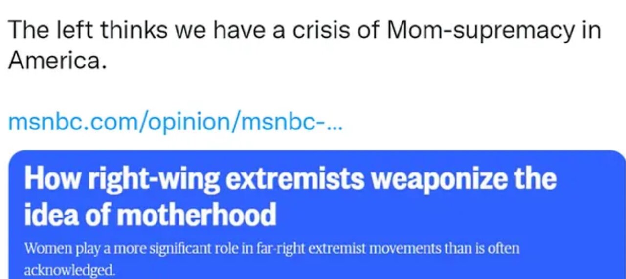 Media claims virginity is a lie, motherhood creates alt-right terrorists