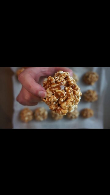 Chewy Caramel Popcorn Balls From Scratch #shorts