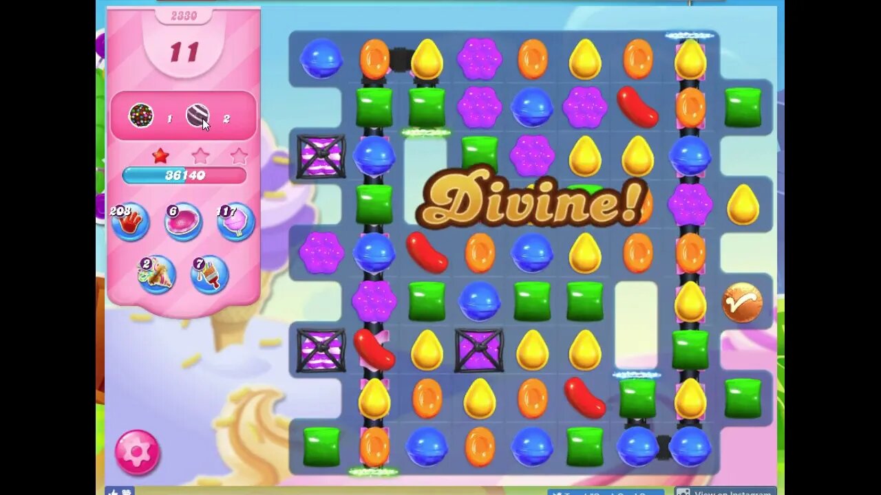 Candy Crush Level 2330 Audio Talkthrough, 2 Stars 0 Boosters