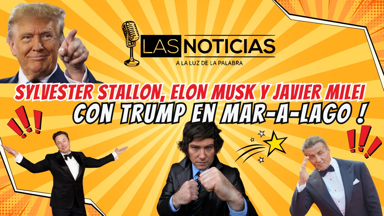 Sylvester Stallon, Elon Musk y Javier Milei con Trump en Mar-A-Lago