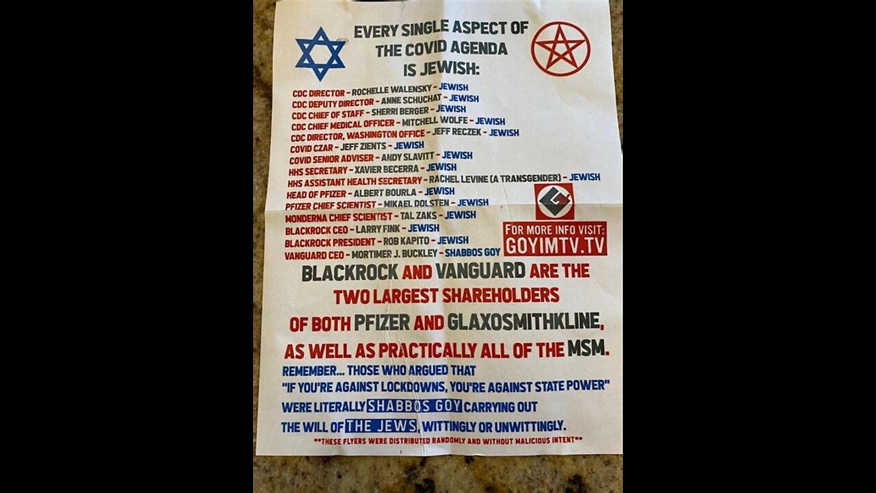 Cov So Called Anti-semetic Flyers left at FL. homeowners doors