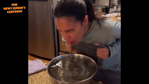 Democrat AOC dips her face in ice water to reduce stress.