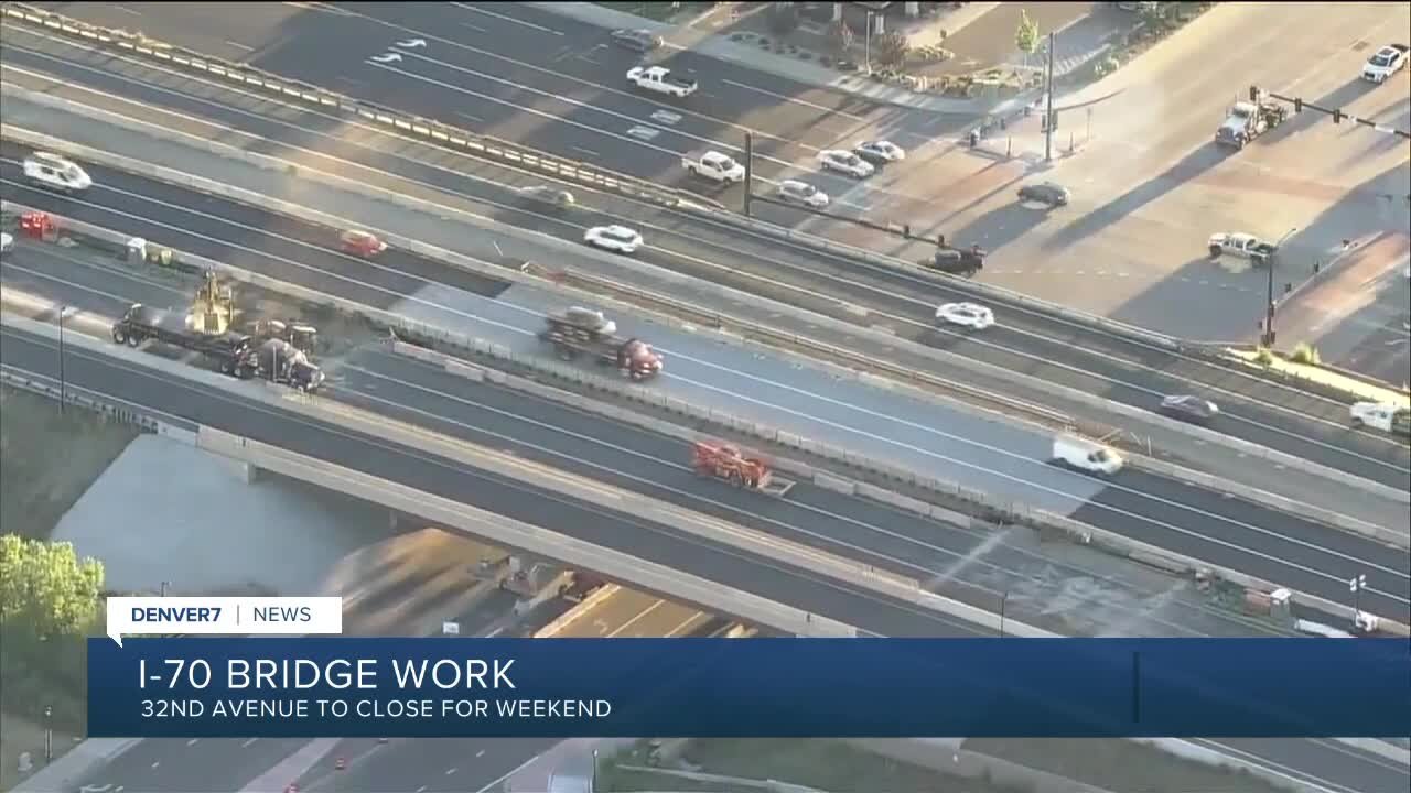 I-70 bridge work to close 32nd Ave & close I-70 lanes